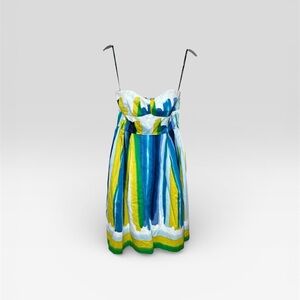 Calvin Klein Collection Strapless Dress in Blue, Green, and Yellow